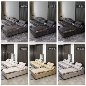 Canapé d'angle modulaire moderne de luxe en cuir extensible à trois places avec structure métallique en forme de L pour salon - Product Image 4