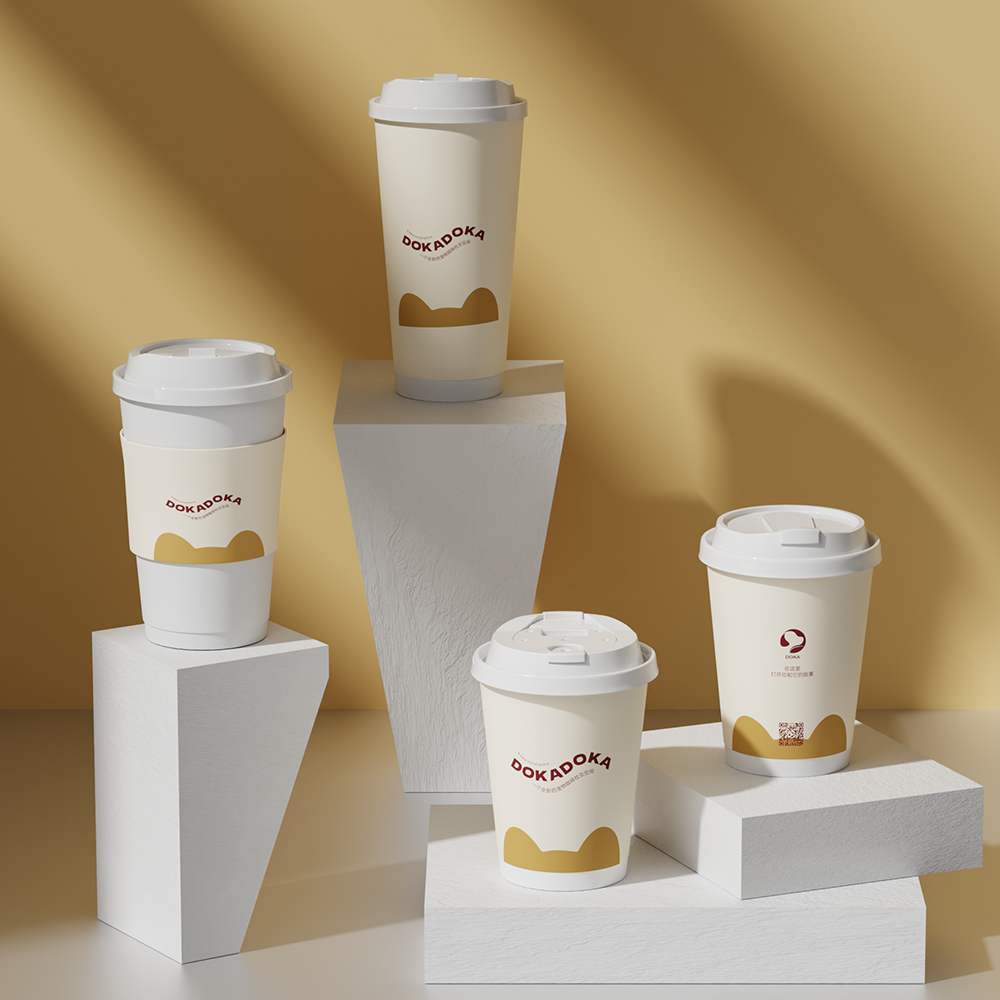 Double Wall Disposable Coffee Paper Cups with Tea Bottom Handle Lids and Cardboard Fan Cover Carton Packaging in Turkey