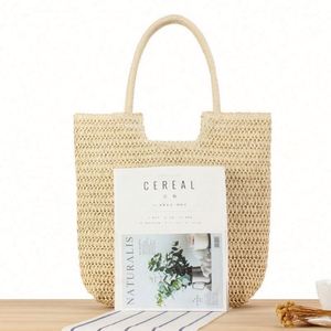 Sac fourre-tout d'été en paille de papier vintage, résistant à l'eau, portable, grande capacité, pour la plage et les voyages, idéal pour la vente en gros - Product Image 5