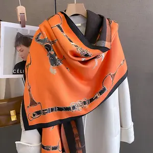 Moda nuovo inverno caldo doppio lato sciarpa Jacquard per le donne motivo floreale scialli Pashmina spessa sciarpa di cachemire coperta avvolge