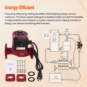 ปั๊มน้ำหมุนเวียน Talspity 115V 1/2HP 3 สปีด สแตนเลส สำหรับระบบทำความร้อนและความเย็น - Product Image 5