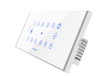 Système de maison intelligente Fox Domotics, interrupteurs muraux tactiles 6 touches, finition verre, Wi-Fi, noir et blanc, fonction variateur, indice de protection IP40