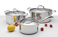 Ensemble de casseroles en acier inoxydable pour la cuisine à domicile avec poêle et couvercle en verre pour cuisinières à gaz et à induction