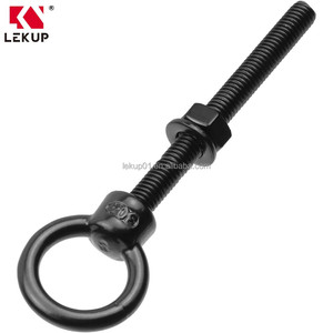 Écrous à œil à tige longue noirs avec rondelle et écrou M6 en acier inoxydable 304, boulon à œil de levage robuste, boulon à œil à épaule fileté pour usage intensif - Product Image 4