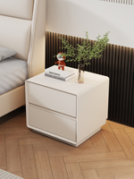 Nueva Mesita de Noche Moderna Minimalista Estilo Crema, Totalmente de Madera Maciza con Cajón