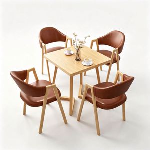 Cafe Negotiation Table <strong>Set</strong> Square MDF Table With <strong>4</strong> <strong>Green</strong> <strong>Chairs</strong> Modern <strong>Dining</strong> Table and <strong>Chairs</strong> <strong>Set</strong> Factory - Product Image 1