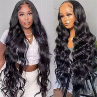 Perruques en cheveux humains naturels brésiliens bruts, Perruque frontale en dentelle HD 13x4, Perruques frontales en dentelle de cheveux bruts ondulés pour femmes noires