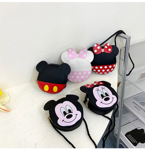 Nuova <span class=keywords><strong>Borsa</strong></span> a Tracolla Rotonda Mini di <span class=keywords><strong>Minnie</strong></span> Mouse, Portamonete Multifunzionale in PU con Cerniera per Ragazze, Moda Piccola 11x10x5cm - Product Image 6