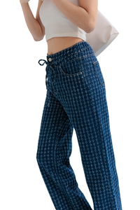 2024 mode bleu clair respirant Streetwear été doux taille moyenne droite Denim jean pour les filles - Product Image 6