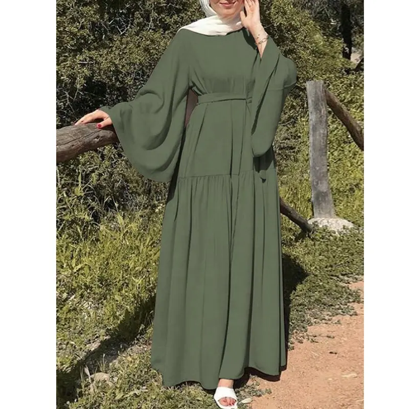 2024 vente en gros EID Ramadan dubaï turquie tunique modeste Abaya vêtements islamiques Robe luxe plaine femmes musulmanes Robe