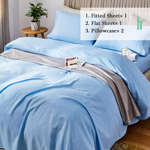 100% tre tấm ga trải giường làm mát 1800 chủ đề đếm tấm 4 Mảnh đặt 16 inch sâu túi, bộ đồ giường siêu mềm mượt mịn - Product Image 2