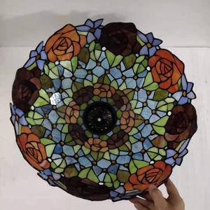 Antique 16'' Rose Stained Glass Tiffany Handmade Middle Size Decorative Table Lamp for Living Room Pendant Lights - Product Image 3