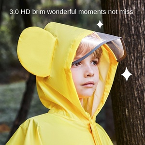 Imprimer LOGO Poncho <span class=keywords><strong>de</strong></span> <span class=keywords><strong>pluie</strong></span> pour enfants Taille enfant Ponchos à capuche pour garçons et filles Ponchos imperméables légers jaunes - Product Image 3