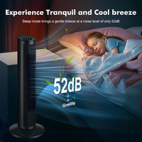 Ventilador de torre eléctrico oscilante portátil sin aspas, de plástico, con control mecánico y bajo nivel de ruido, ideal para hoteles y hogares.