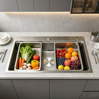 Évier de cuisine en acier inoxydable pour rénovation d'appartement, poste de travail, vente en gros, sans robinet
