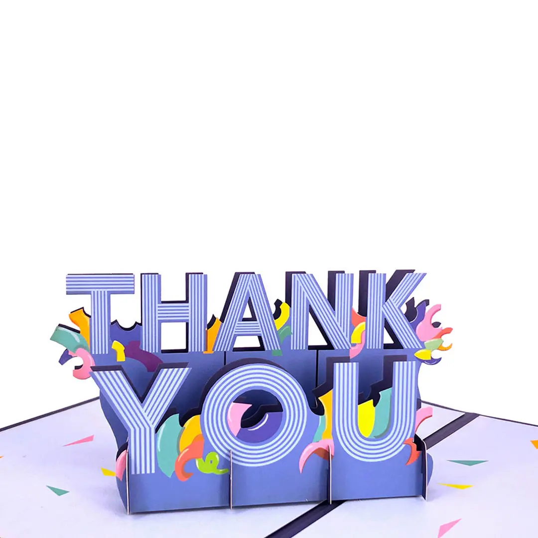 Custom printing luxury thank you 3d pop up greeting card for small business with logo