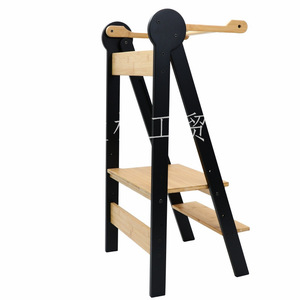 Children's Wooden Folding Learning Tower With Handrail Montessori Step <b>Stool</b> For Kids Solid Wood Construction - Product Image 1