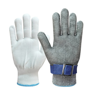 <strong>Silver</strong> Level 5 Durable Anti-cut <strong>Gloves</strong> Stainless Steel Wire Metal Mesh Butcher Cut Resistant Safety Work <strong>Gloves</strong> - Product Image 1