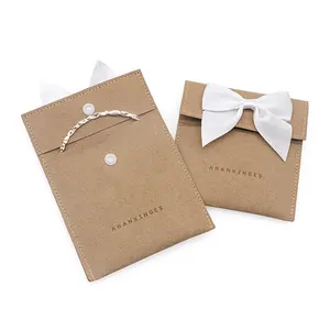 Customize Gift Box Packing For Jewelry Packaging Pochette A Bijoux Fabric Packing Bag For Jewellery Brown Colour