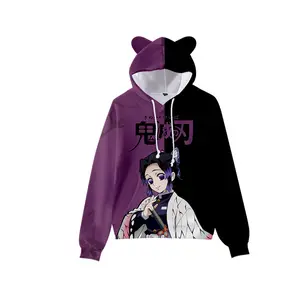 Fitspi Japan Anime Demon Slayer Pullover Frauen Hoodie Katze Ohren Cartoon Sweatshirt Teenager Mädchen Cosplay Kostüm Hoodies Sweatshirts
