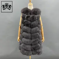 冬の女性の暖かいキツネの毛皮の長いベスト女性のためのふわふわの毛皮のジレ