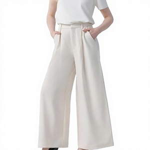 Pantalon palazzo taille haute pour femme, coupe ample et confortable, style décontracté et professionnel, avec poches latérales - Product Image 4