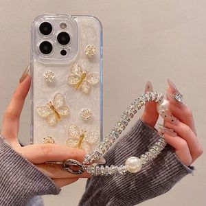 3D Camelia hilo dorado mariposa brillo arena teléfono caso para <span class=keywords><strong>iPhone</strong></span> 16 15 14 <span class=keywords><strong>13</strong></span> 12 Pro Max lujoso perla <span class=keywords><strong>colgante</strong></span> de diamantes de imitación - Product Image 6