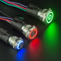 Interrupteur à bouton-poussoir plat en métal anti-vandalisme 12mm 16mm 19mm 22mm LED momentané 12V étanche