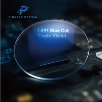 Verres de lunettes unifocaux Pioneer Optical 1.56 1.60 1.67 1.74 HMC anti-lumière bleue, verres de lunettes en résine anti-lumière bleue UV420