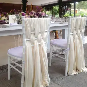 Großhandel American Wedding Party Bankett Dekor Chiffon 70*300 Cm Blush Pink Stuhl Schärpen einfarbig