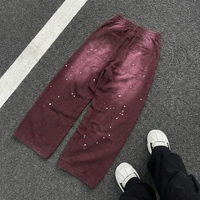 Pantalons streetwear personnalisés, broderie de patch, pantalon en cuir PU, lavage vintage, jean évasé, pantalon en denim pour pantalon de survêtement en coton personnalisé