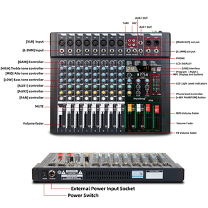 New Arrival FG8 Stage Performance 48V Phantom Power 8 Channel Professional Audio Mixer - Product Image 2