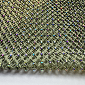 Tessuto a Rete Elasticizzato Personalizzabile con Strass Cristallo Iridescente AB, Vendita al Metro - Product Image 5