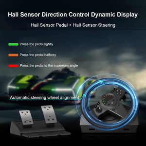 Volante de juego de tres pedales, ruedas de carreras para juegos de 270/900 grados, conducción de retroalimentación de doble motor para x-box One /PS3/PS4/<span class=keywords><strong>PC</strong></span>/NS/<span class=keywords><strong>PC</strong></span> - Product Image 4