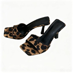 Mules à talon aiguille fines et sexy à bout carré, imprimé léopard, style ouvert, pour femme, collection été 2026 - Product Image 5