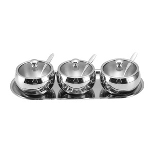 Gran oferta, contenedor de azúcar, tarro de almacenamiento de <span class=keywords><strong>acero</strong></span> inoxidable 304, <span class=keywords><strong>Azucarero</strong></span> con tapa de vidrio y cuchara - Product Image 5