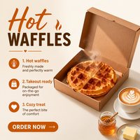 Boîte en papier écologique laminé mat biodégradable pour l'emballage alimentaire des gaufres, des crêpes, des pizzas, des frites, des mini-burgers et des pâtisseries