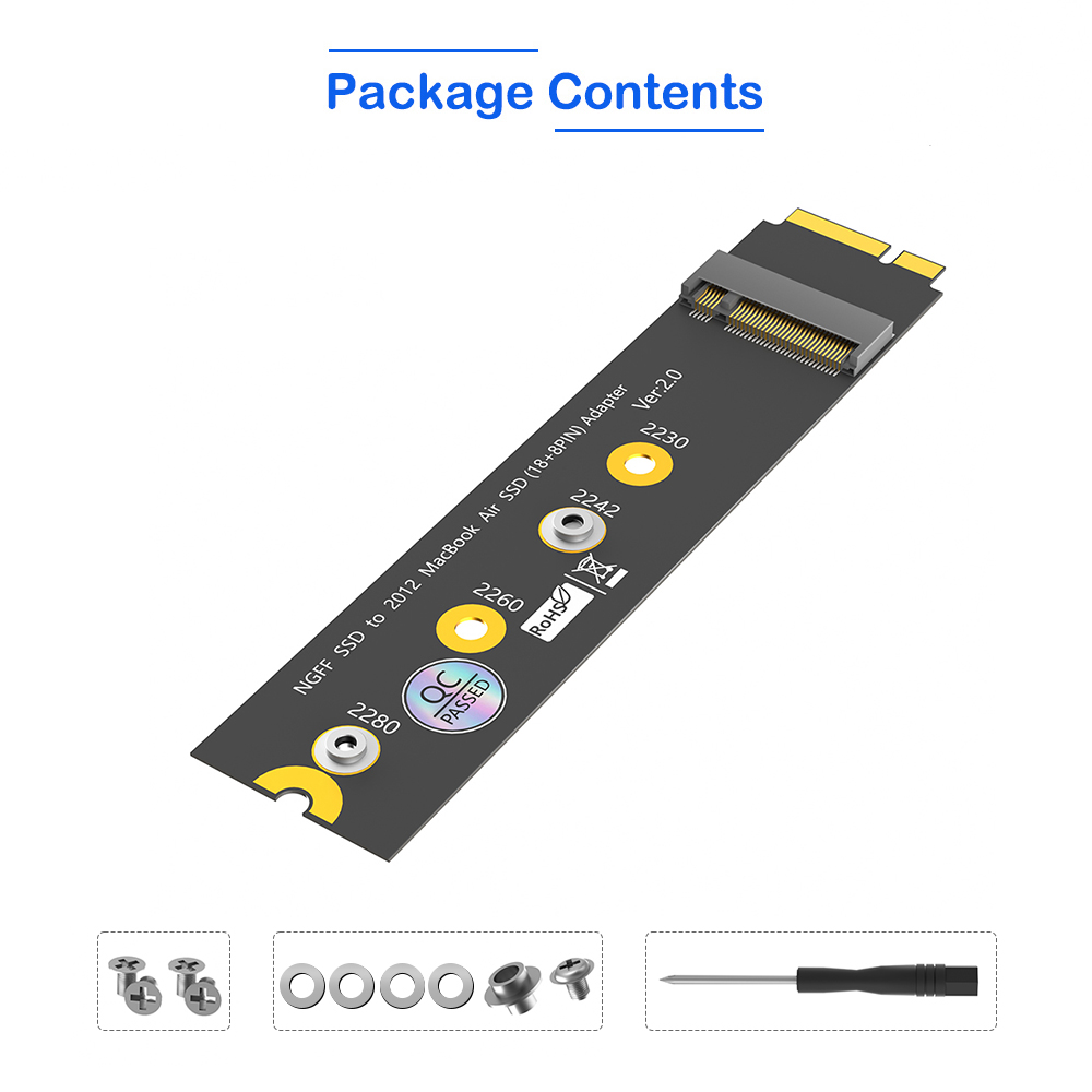 สีดำ -- M.2 NGFF SSD ถึง 2012 MacBook Air