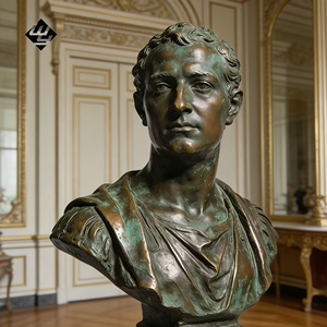 Scultura a grandezza naturale in bronzo stile Augustano Romano, busto decorativo da giardino per esterni, ornamento artistico astratto in metallo per parchi - Product Image 4