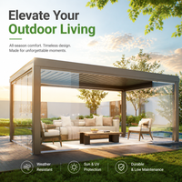Pergola bioclimatique à lames orientables en aluminium avec revêtement en poudre, étanche, motorisée, toit réglable avec éclairage LED, 3x3, 3x4, 4x6, taille personnalisée