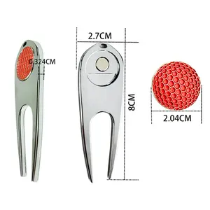 Manufacturer Supplier Logo Customization Size Divot Repair Tool Golf Mark Iron Metal Green Fork For Golf Turf