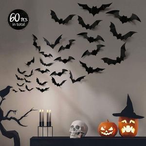 Pegatinas de pared 3D de murciélagos y arañas negras para Halloween transfronterizo, decoraciones para la preparación de escenas de fiesta, pegatinas de juguete - Product Image 4
