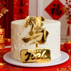 Nuovo Prodotto: Decorazione per Torta in Acrilico 26 per <span class=keywords><strong>Buona</strong></span> Fortuna nell'Anno del Cavallo 2026, Festa di Capodanno Porta Fortuna - Product Image 2