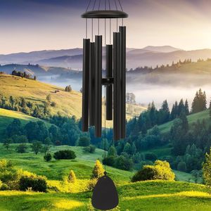 Campanas de viento de aleación de aluminio de 32 pulgadas y 6 tubos, son adornos de jardín relajantes de alta frecuencia para decoración del hogar en interiores y exteriores. - Product Image 1