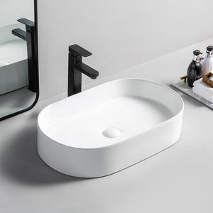 <span class=keywords><strong>Lavabo</strong></span> de cerámica de lujo, <span class=keywords><strong>Lavabo</strong></span> <span class=keywords><strong>ovalado</strong></span> de cerámica, color blanco puro, venta al por mayor - Product Image 1