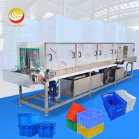 Machine à laver les caisses de type tunnel pour l'industrie agroalimentaire, destinée aux caisses de viande, aux paniers de fruits et légumes