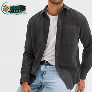 Chemise en jean élégante pour homme, manches longues, respirante, légère, en coton, boutonnée, décontractée, confortable, vêtement de travail tendance - Product Image 4