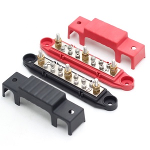 Carte de câblage de goujon à vis M6 1/4 "barre omnibus électrique en cuivre pur 150A <span class=keywords><strong>bornier</strong></span> de Distribution de bateau KIT noir (paire rouge et noir) - Product Image 1