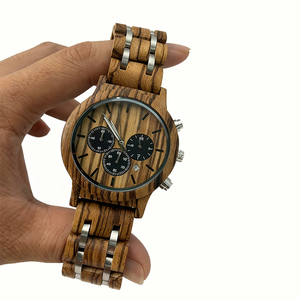 Montre-bracelet en bois de noyer et d'olivier à six broches de luxe OEM, mouvement <span class=keywords><strong>Seiko</strong></span>, montres en bois pour le travail, cadeaux d'anniversaire - Product Image 3