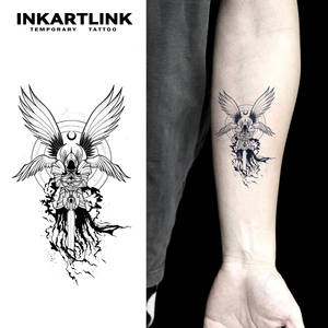 Tatuaje Adhesivo Personalizado de Espada Sagrada de Caballero Arcángel, Resistente al Agua, de Larga Duración (15 Días), Arte Corporal Semipermanente para Brazo de Hombre - Product Image 1